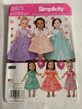 Simplicity S0673 Doll Dress Pattern for Size 18" Dolls 2005